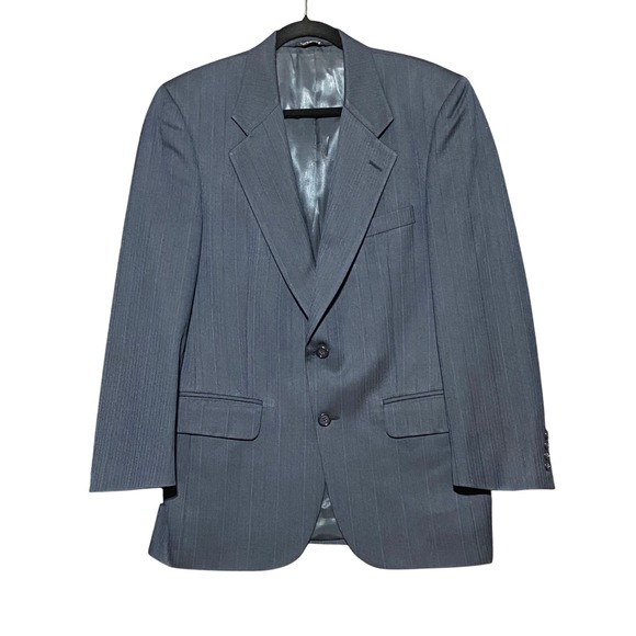 VTG Burberrys Mens 40R Two Button Sport Jacket Blue 100% Pure Wool Classic USA